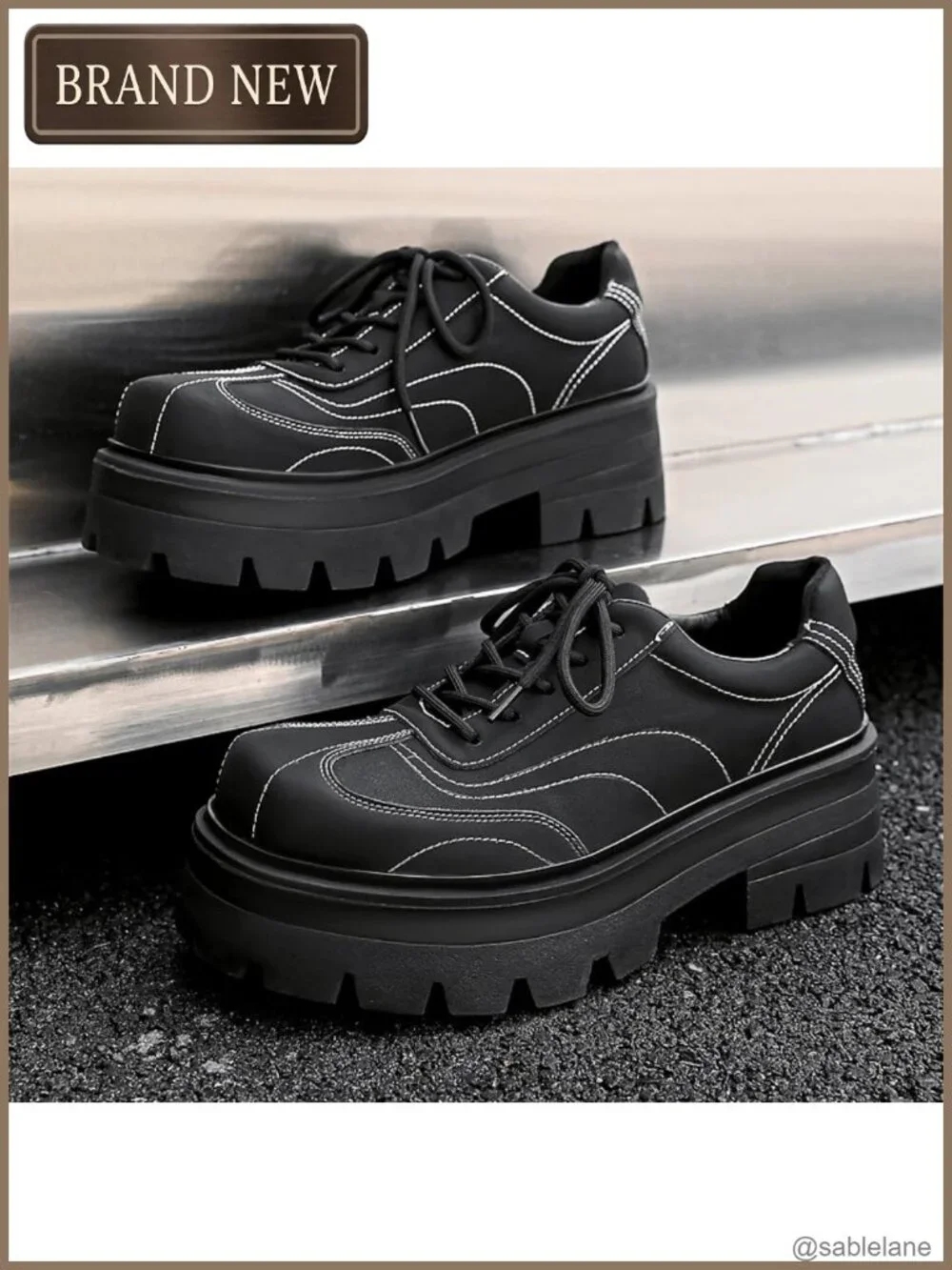 Men's Platform Chunky Fashion Sneakers Leather Oxfords Derby Shoes Height
